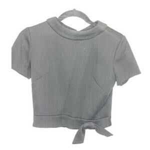 B. Altman & Co Fifth Ave NY Vintage Black Collared Crop Top Button Front Size S